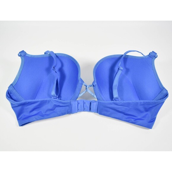 Victoria Secret Miraculous Plunge Bombshell Blue Sequin Padded Bra Sz 36C - Picture 2 of 3